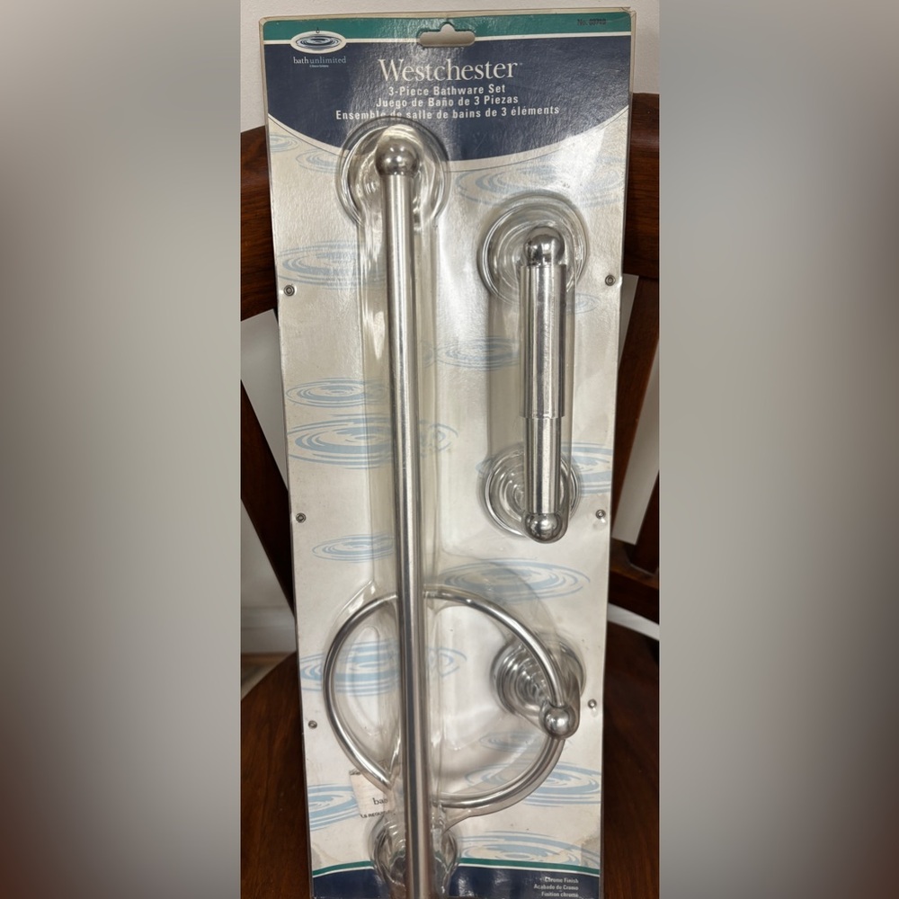 Chrome hand towel ring, TP holder &  18” towel bar